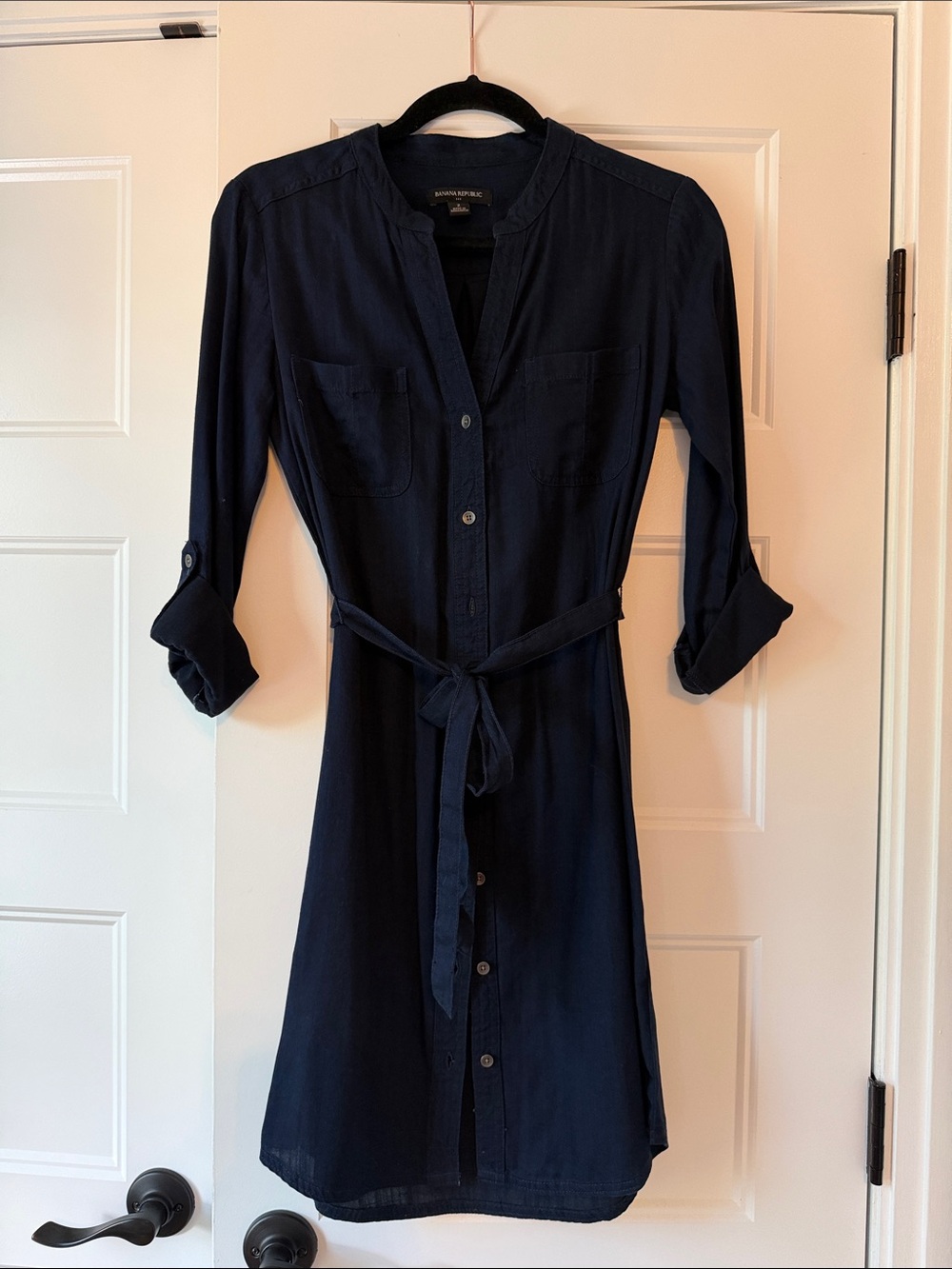 Banana Republic Factory Classic Navy Shirt Dress with Waist Tie